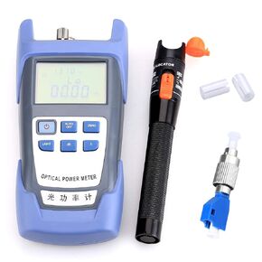10KM Fiber Optical Power Meter with Visual Fault Locator Optic Cable Tester Checker and FC-LC Adapter Test Tool for CATV Telecommunications Engineering Maintenance