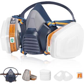 Chemical Respirator Mask w/Filter - Reusable Half Face Dust Respirator Gas Mask for Spray Paint Organic Vapor Welding