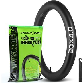 1 Pack 20x4.0 Fat Tire Tubes with AV 32mm, 20x3.5-4.5 Fat Tire Tube Heavy Duty with 1 Tire Lever, 20 x 4.0 Premium Butyl Rubber Bike Tube 20 x 3.50, 20 x 4.0, 20 x 4.5 for Road/MTB/E Bike by Hydencamm