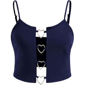 SOLY HUX Women's Plus Size Cut Out Cami Crop Top Ring Linked Sexy Y2k Tops
