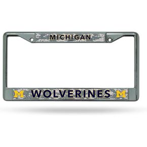 Rico Industries NCAA Michigan Wolverines 12" x 6" Silver Chrome Frame W' Decal Insert Car/Truck/SUV Auto Accessory