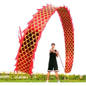 8 Meters (26.2 FT) Square Exercise Dragon Poi with 340g Weighted Ball and 1.2 Meters Swing Rope, Outdoor Flinging Fitness Dragon Dance Wu Long 3D Dragon Ribbon Streamer