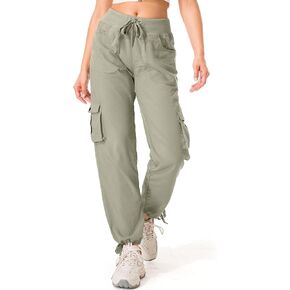 سراويل التنزه سيرًا على الأقدام للسيدات سريعة الجفاف وخفيفة الوزن وخصر مرن للركض كاجوال رياضية خارجية للسفر سراويل فضفاضة مريحة لجميع المواسم، 6609، أخضر فاتح، M in Kuwait