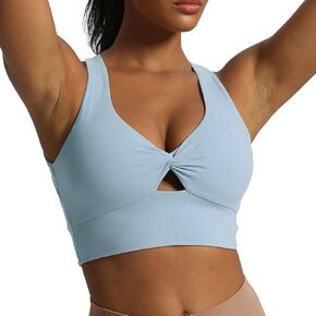 Aoxjox Women's Workout Sports Bras Twist Front Fitness Padded Training Gym Bra Yoga Crop Lola Tank Top