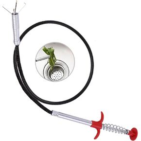 35 Inch Drain Snake Hair Clog Remover,Long Sink Drain Cleaner Tool for Shower Toilet Bathtub Kitchen,Clogged Drains Opener Cleaning Tool, Flexible Grabber Claw Pick Up Reacher Tool