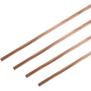 uxcell Copper Round Tube, 7mm OD 0.2mm Wall Thickness 300mm Length Straight Pipe Tubing 4 Pcs