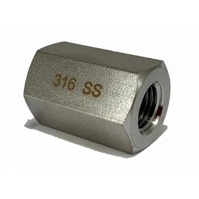 316 Stainless Steel 3/8 Inch NPT Female to 1/4 Inch NPT Female Reducer - Taper Hex Thread for Air, Liquid, Water, Oil or Hydraulic Fitting - Industrial Air Tool Hose or Pipe Connections 316SS