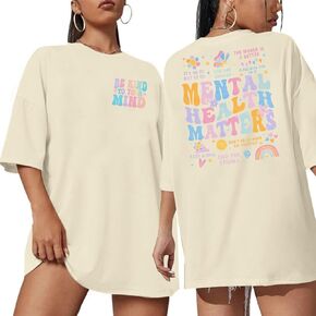 Mental Health Matters Shirt Women Be Kind to Your Mind Letter Print Tshirt Inspirational Tee Graphic Short Sleeve Top