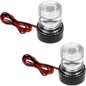 QWORK 360° Marine LED Navigation Light - 12V 3W, IP65 Waterproof 2 Pack Universal Fit Boat Safety Light with Transparent ABS Shell, for <12m Vessels, Easy Installation
