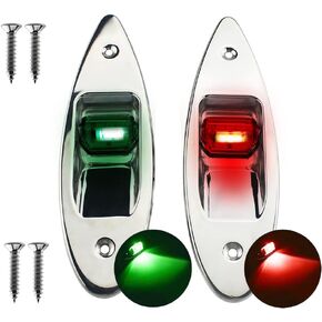 2 قطعة أضواء الملاحة قارب 12 فولت تيار مستمر LED الفولاذ المقاوم للصدأ قارب مقاوم للماء الجانب إشارة تحذير ضوء لليخوت البحرية (الأحمر والأخضر)