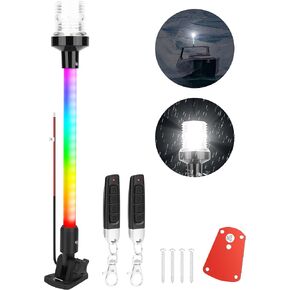 16inch Anchor Light RGBW Boat Stern Light IP67 Waterproof with Remote Control 180°Fold Down Marine Navigation Lights for Boats LED for Pontoon, Jon Boat, Bass Boat, Fishing Boats (16 inch)