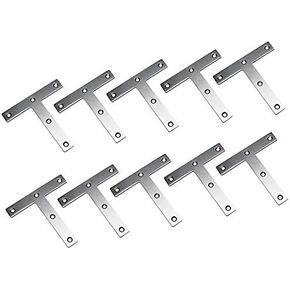 T Shaped Repair Plate, Tiberham 80 x 80 mm Stainless Steel Corner Brackets Angle Braces, Heavy Duty Flat Mending Plate Joining Connector Fixing Bracket Support (Pack of 10)