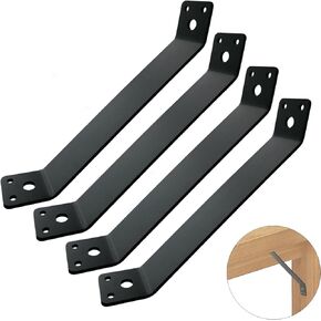4 Pcs 7"x1-1/3" Inside Mount 45-Degree Angle Bracket, 6 Hole Heavy Duty Corner Brace Support, 45 Degree Angle Knee Braces, Joint for Butt-Join Wood Post Beam, Steel Thickness 3mm