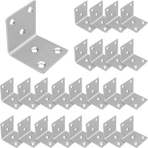 Stainless Steel 1.5'' L Right Angle Brackets, 40PCS Heavy Duty L Brackets with Slot, 90° L Shape Bracket for Wooden Furniture Timber, Bookshelf(Silver,1.57X1.57X0.08IN)