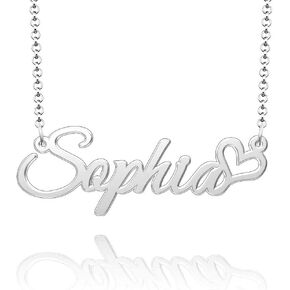 NanMuc Heart Name Necklace Personalized Stainlees Steel Custom Name Necklace Nameplate Pendant Jewelry Gift for Women
