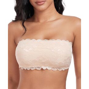 Lace Bandeau Bra Strapless Bras for Women Wireless Padded Bandeau Bralette Push Up Tube Top Bra