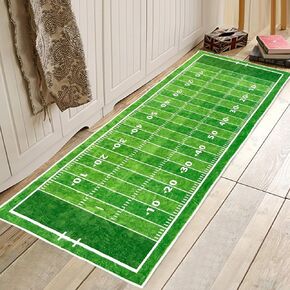 Green Runner Rug 2x6,Football Field American Sports Green Lawn Sport Game Team Competition,Throw Accent Area Rug Non Slip Washable Runner Carpet for Entryway Hallway Laundry Bathroom Kitchen Bedroom