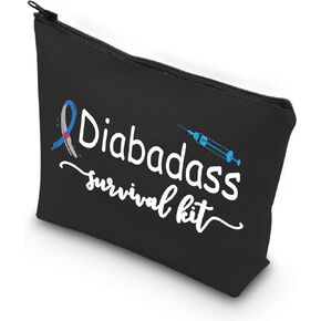 Diabetes Bag Diabadass Survival Kit Bag Funny Diabetic Supply Case Type One T2 Storage Organization Bag (Diabadass Survival)