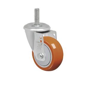 Schioppa L12 Series, GLEIH 312 UPE, 3 x 1-1/4" Swivel Caster, Non-Marking Polyurethane Precision Ball Bearing Wheel, 175 lbs, 1/2" Diameter x 2" Length Threaded Stem