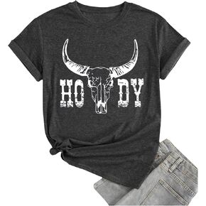 Howdy Shirt Women Western Vintage Country Music Casual Short Sleeve Tee Tops