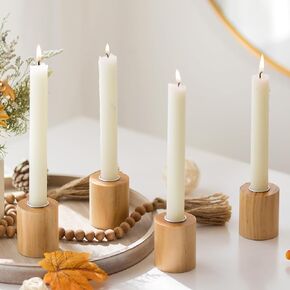 Wood Candlesticks Candle Holders Boho Decor - 4Pcs Colorful Wooden Taper Candle Stick Candle Holder for Table Centerpiece Home Decor Advent Christmas Wedding