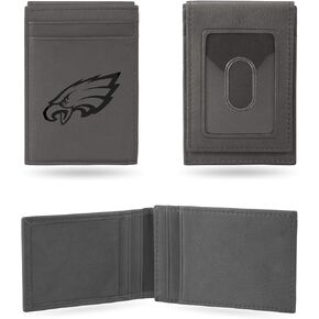 Rico Industries NFL Football Philadelphia Eagles Gray Laser Engraved Front Pocket Wallet