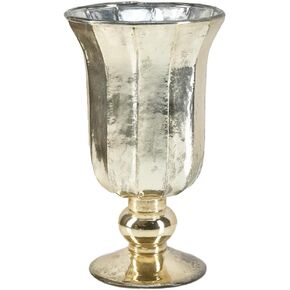 Serene Spaces Living Antique Gold Vase for Flowers, 8 1/2in Gold Urn for Centerpieces, Weddings, Events