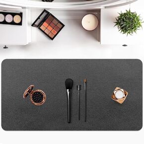 Makeup Mat for Vanity - Waterproof | Oil-Proof | Dust-Resistant | Soft and Comfortable Desk Protection, Ideal for Makeup Tables and Workbenches (15.7"X31.5", Black)