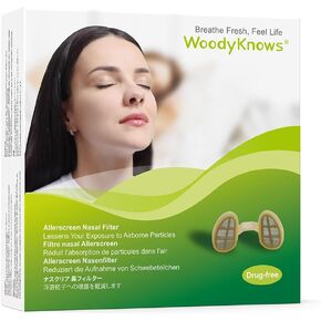 WoodyKnows 3 Allerscreen Nasal Filters with 12 Pairs of Replacement Filters, Model 2024, Seasonal and dust Allergies aid (Small, 3 Filters+12 Replacements)