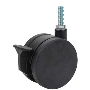 TWUN-75N-M23-BK-B 3" Diameter Nylon Wheel Unhooded Brake Caster, 8 mm Diameter x 25 mm Length Threaded Stem, 132 lb Capacity Range