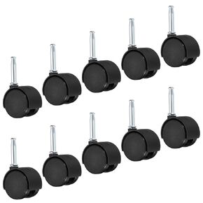PATIKIL 1.5 Inch Swivel Stem Casters, 10 Pack Nylon 360 Degree Insert Swivel Stem Wheels for Chair Shelf Furniture Replacement, Black