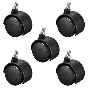 uxcell® Furniture Casters 2 Inch Nylon M8 x 15mm Threaded Stem Swivel Caster Wheels, 38lb Capacity Each Wheel, 5 Pcs