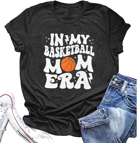 قمصان كرة السلة للسيدات للأمهات، تي شيرت مطبوع عليه حروف Gameday لكرة السلة، تي شيرت كاجوال بأكمام قصيرة هدية لعيد الأم in Kuwait