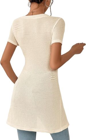 SweatyRocks Women's Button Front Wrap Hem Short Sleeve T Shirt Square Neck Plain Casual Tee Tops in Saudi Arabia
