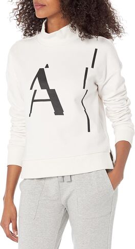 سويت شيرت نسائي من A｜X ARMANI EXCHANGE بياقة مدورة مصنوع من الصوف المصقول وشعار منفصل in Saudi Arabia