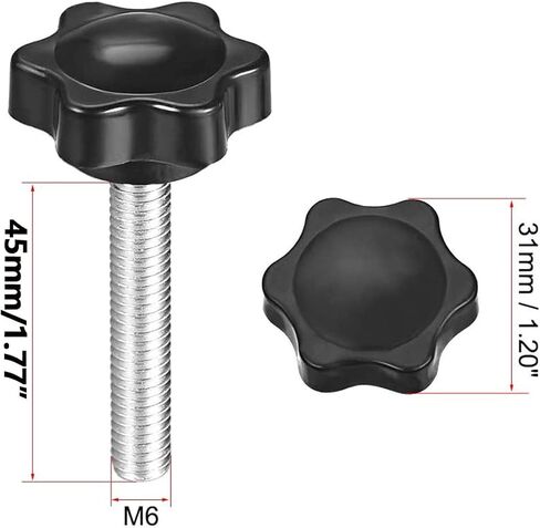 10 قطع من مقبض المسمار، مقابض على شكل سداسي البرقوق، مقبض على شكل نجمة M6 × 45 مم، خيط ذكر in Kuwait