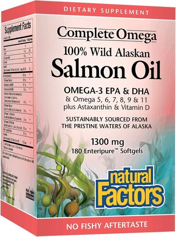 Complete Omega by Natural Factors, Wild Alaskan Salmon Oil, Supports Heart and Brain Health with Omega-3 DHA and EPA, 180 softgels (180 servings) in Saudi Arabia