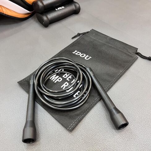 | Black 5mm PVC Jump Ropes for Fitness | Indoor/Outdoor Adjustable Boxing Jump Rope w/Unbreakable Handles & Ultra-Durable Non-Kinking PVC | Skipping Rope for Men & Women & Speed Jump Rope in Saudi Arabia
