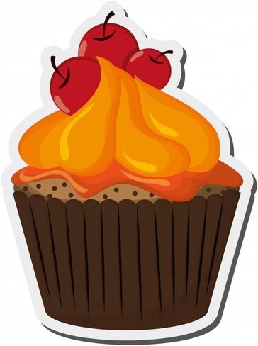 WM359641 تصميم مسطح كب كيك مزخرف بأيقونة الكرز، رسومات توضيحية قابلة للتقشير واللصق على الحائط، ارتفاع × 24 بوصة عرض، 24 بوصة 24 بوصة عرض-متوسط in Kuwait