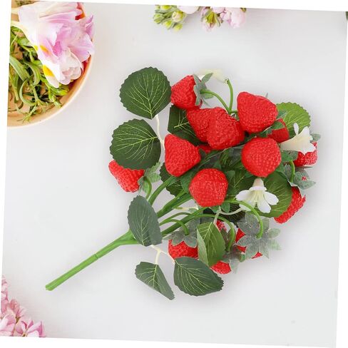 2pcs Simulation Strawberry Bouquet Simulation Berry Picks Artificial Fruit Arrangement Strawberry Photo Props Faux Plants Floral Decorations Artificial Flower Office Wedding PVC in Saudi Arabia