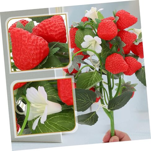 2pcs Simulation Strawberry Bouquet Simulation Berry Picks Artificial Fruit Arrangement Strawberry Photo Props Faux Plants Floral Decorations Artificial Flower Office Wedding PVC in Saudi Arabia