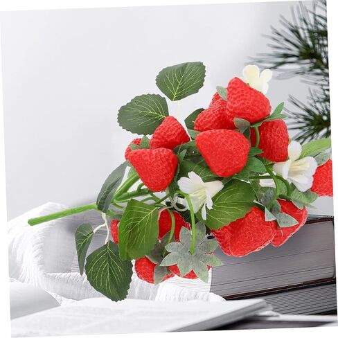 2pcs Simulation Strawberry Bouquet Simulation Berry Picks Artificial Fruit Arrangement Strawberry Photo Props Faux Plants Floral Decorations Artificial Flower Office Wedding PVC in Saudi Arabia