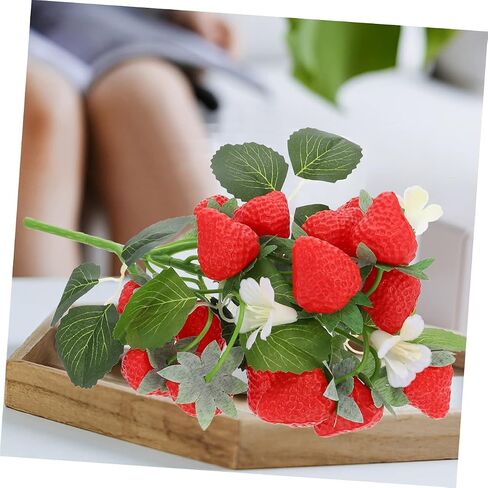 2pcs Simulation Strawberry Bouquet Simulation Berry Picks Artificial Fruit Arrangement Strawberry Photo Props Faux Plants Floral Decorations Artificial Flower Office Wedding PVC in Saudi Arabia
