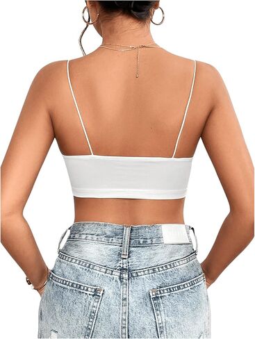 MakeMeChic Women's Spaghetti Strap Crop Cami Top Slim Fitted Sleeveless Camisole Vest Bralette in Saudi Arabia