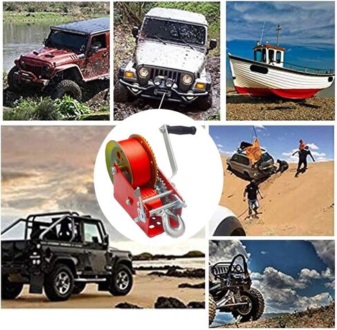 ونش يدوي مع خطاف - 3500 رطل، أشرطة كرنك يدوية، ونش يدوي، قارب يدوي ATV RV مقطورة شديدة التحمل، شاحنة مقطورة، حزام نايلون تلقائي - (33 قدمًا) in Kuwait