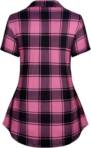 WDIRARA Women's Plus Size Plaid Crisscross Button Front Short Sleeve Tee 2 in 1 Asymmetrical Hem Top in Kuwait