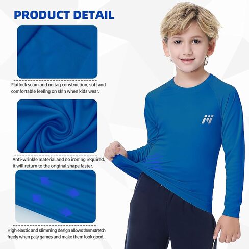 قميص سباحة للأولاد من MEETWEE Boy Rash Guard، عامل حماية من أشعة الشمس 50+، قميص سباحة سريع الجفاف بأكمام طويلة/قصيرة للأطفال in Kuwait