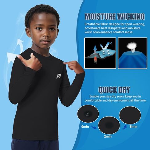 قميص سباحة للأولاد من MEETWEE Boy Rash Guard، عامل حماية من أشعة الشمس 50+، قميص سباحة سريع الجفاف بأكمام طويلة/قصيرة للأطفال in Kuwait