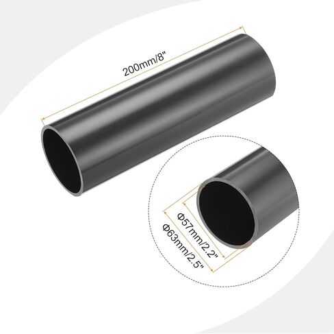 MECCANIXITY PVC Rigid Round Pipe 57mm ID 63mm OD 20cm/8" Length Dark Grey High Impact for Water Pipe, Crafts, Cable Sleeve in Saudi Arabia