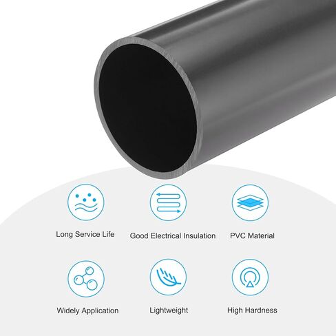 MECCANIXITY PVC Rigid Round Pipe 57mm ID 63mm OD 20cm/8" Length Dark Grey High Impact for Water Pipe, Crafts, Cable Sleeve in Saudi Arabia